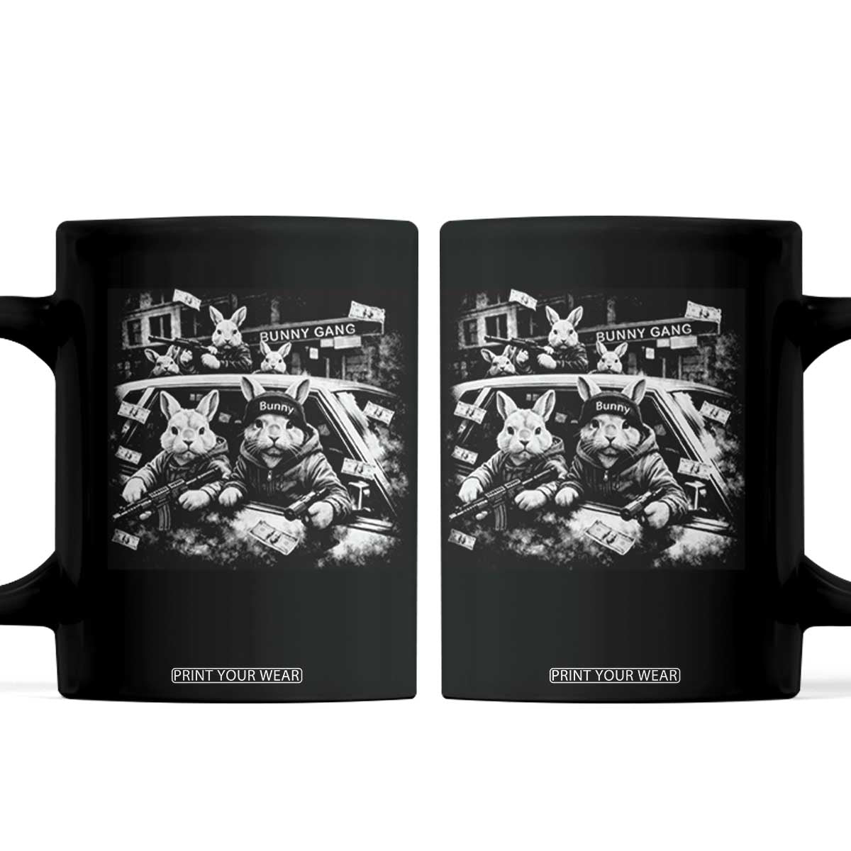 Funny Bunny Gang Coffee Mug Vintage Rabbit Meme TS10 Black Print Your Wear