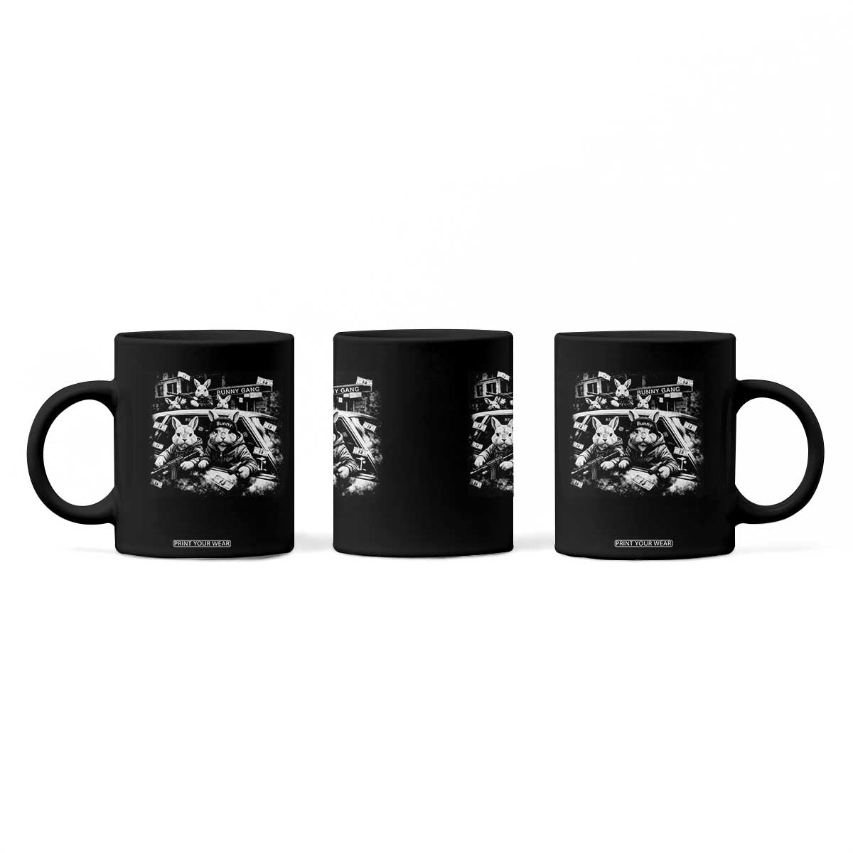 Funny Bunny Gang Coffee Mug Vintage Rabbit Meme TS10 Print Your Wear