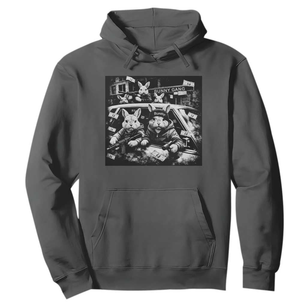 Funny Bunny Gang Hoodie Vintage Rabbit Meme TS10 Dark Heather Print Your Wear
