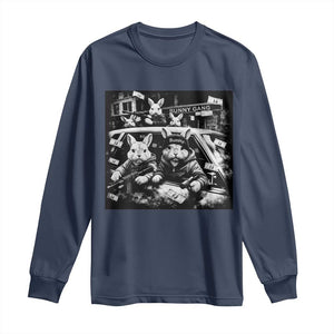 Funny Bunny Gang Long Sleeve Shirt Vintage Rabbit Meme TS10 Navy Print Your Wear