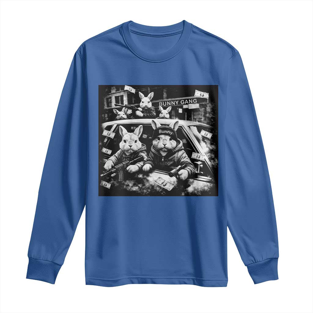 Funny Bunny Gang Long Sleeve Shirt Vintage Rabbit Meme TS10 Royal Blue Print Your Wear
