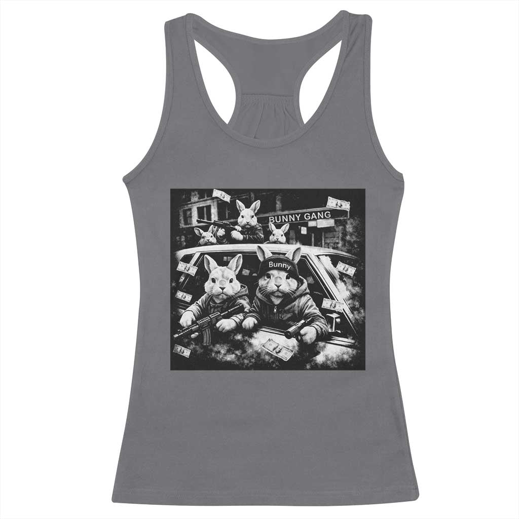Funny Bunny Gang Racerback Tank Top Vintage Rabbit Meme TS10 Charcoal Print Your Wear