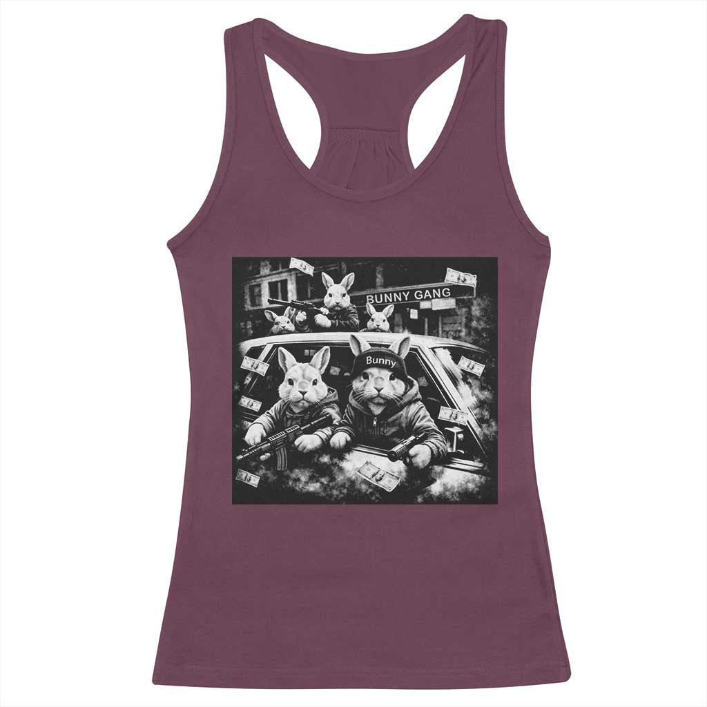 Funny Bunny Gang Racerback Tank Top Vintage Rabbit Meme TS10 Maroon Print Your Wear