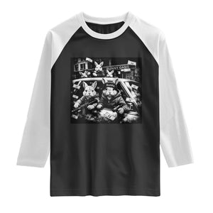 Funny Bunny Gang Raglan Shirt Vintage Rabbit Meme TS10 Black White Print Your Wear