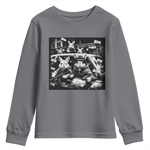 Funny Bunny Gang Youth Sweatshirt Vintage Rabbit Meme TS10 Charcoal Print Your Wear