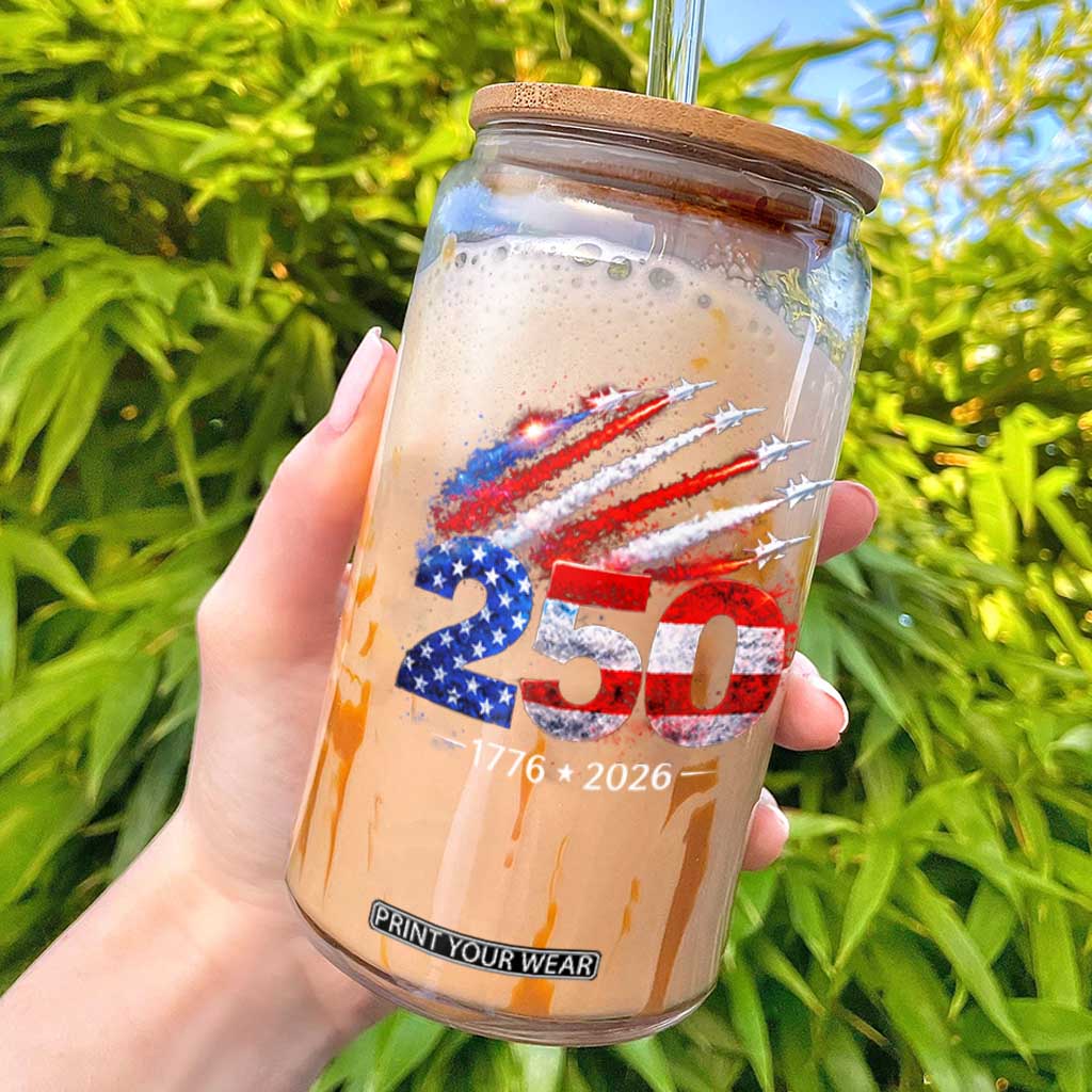 250th Anniversary USA Glass Can Patriotic 250 Years American 4th July 1776 2026 TS10 Black Print Your Wear