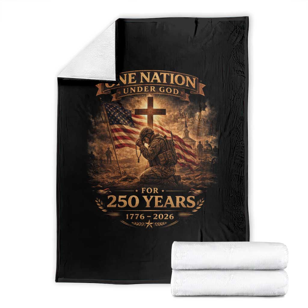 Blessings 250 Years America Throw Blanket Christian Patriotic One Nation Under God US Flag TS10 Black Print Your Wear