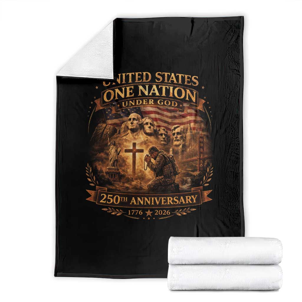 Blessings 250 Years America Throw Blanket Christian Patriotic One Nation Under God Founding Fathers TS10 Black Print Your Wear