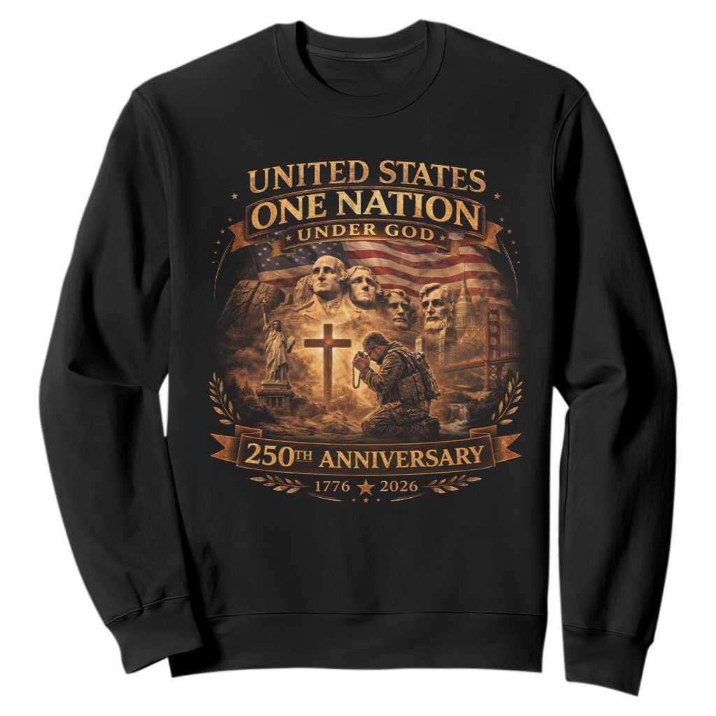 Blessings 250 Years America Sweatshirt Christian Patriotic One Nation Under God Founding Fathers TS10 Black Print Your Wear
