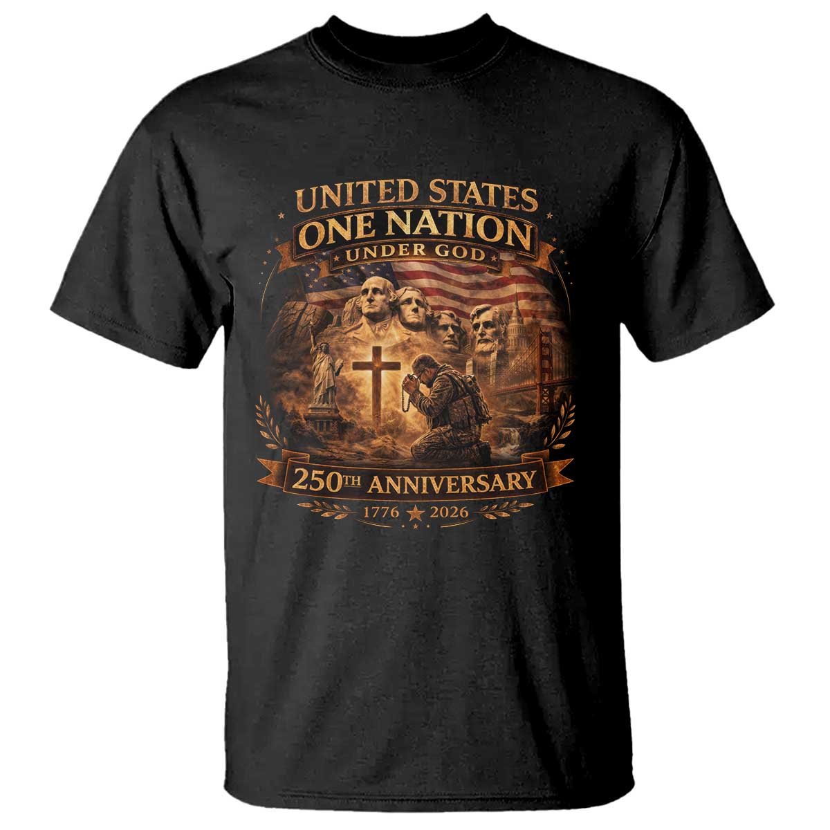 Blessings 250 Years America T Shirt Christian Patriotic One Nation Under God Founding Fathers TS10 Black Print Your Wear