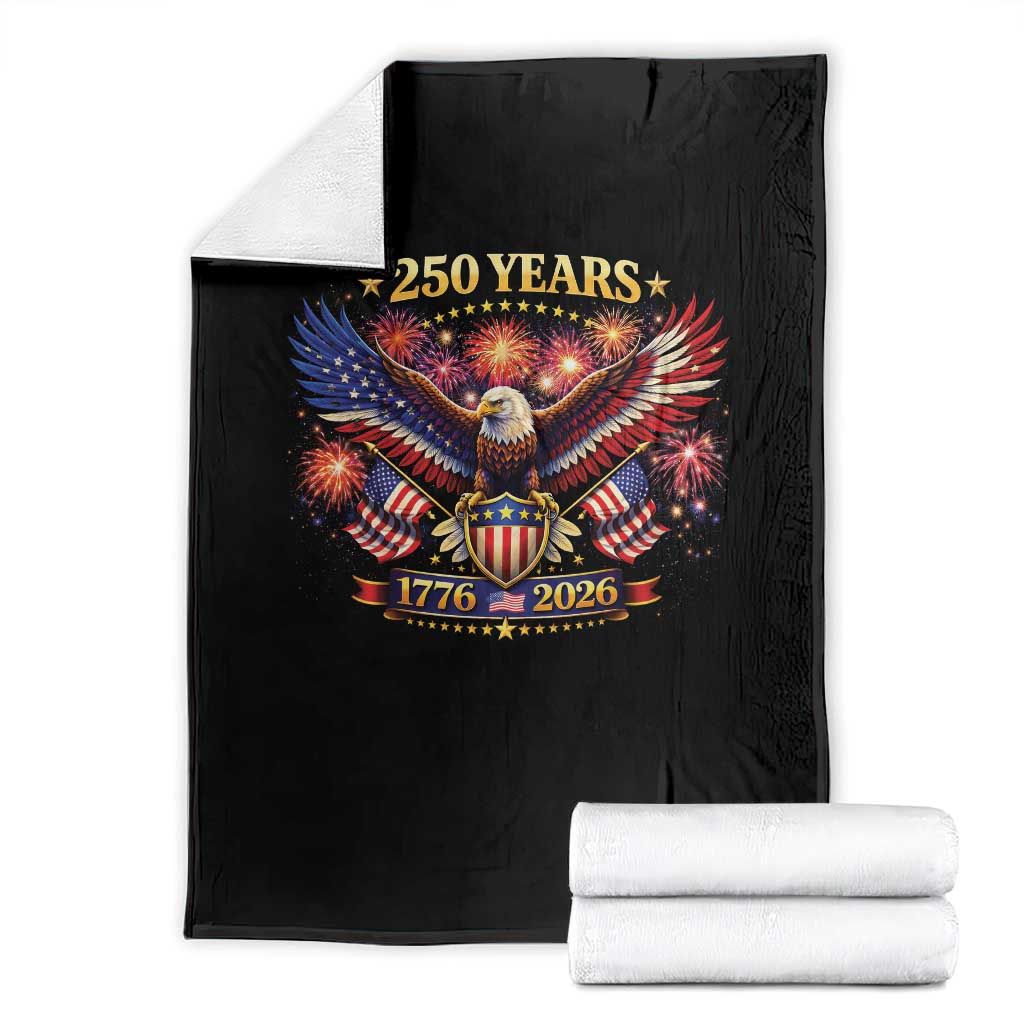 USA 250th Anniversary Eagle Throw Blanket 4th July Independence Day Patriotic USA Flag TS10 Black Print Your Wear
