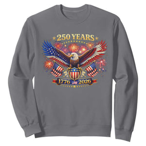 USA 250th Anniversary Eagle Sweatshirt 4th July Independence Day Patriotic USA Flag TS10 Charcoal Print Your Wear