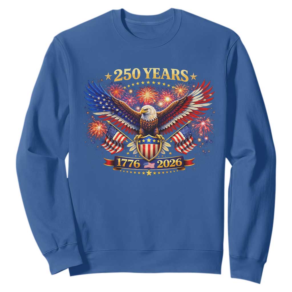 USA 250th Anniversary Eagle Sweatshirt 4th July Independence Day Patriotic USA Flag TS10 Royal Blue Print Your Wear