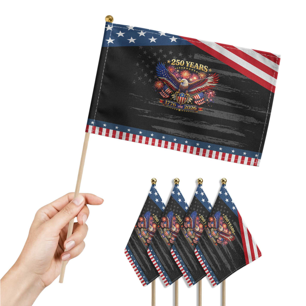 USA 250th Anniversary Eagle Patriotic Handheld Flag 4th July Independence Day USA Flag TS10 Print Your Wear