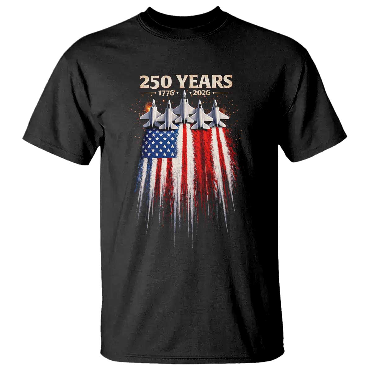 250 Years Anniversary T Shirt Usa American Flag 1776 2026 Patriotic Independence Day 4th July TS10 Black Print Your Wear