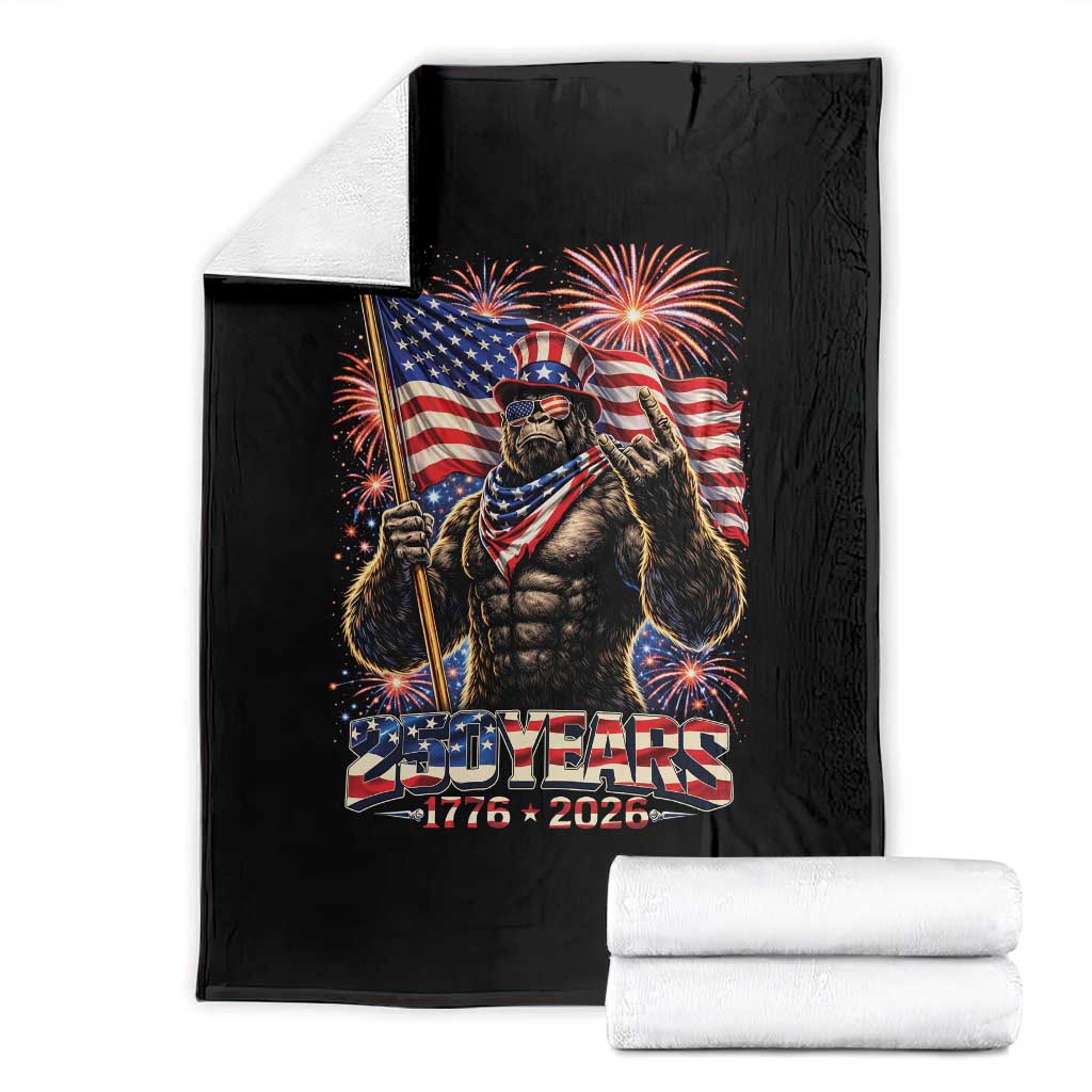 Bigfoot 250th Anniversary Throw Blanket USA Independence 250 Years Of Freedom 1776 2026 Patriotic Flag TS10 Black Print Your Wear