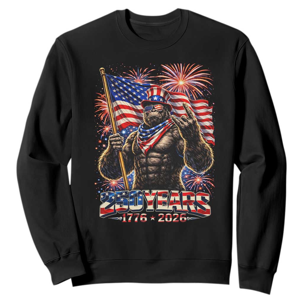 Bigfoot 250th Anniversary Sweatshirt USA Independence 250 Years Of Freedom 1776 2026 Patriotic Flag TS10 Black Print Your Wear