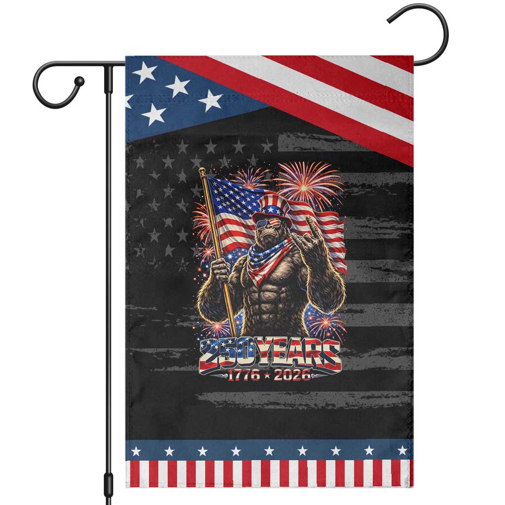 Bigfoot 250th Anniversary Patriotic Garden Flag USA Independence 250 Years Of Freedom 1776 2026 Flag TS10 Distressed Black Blue Print Your Wear