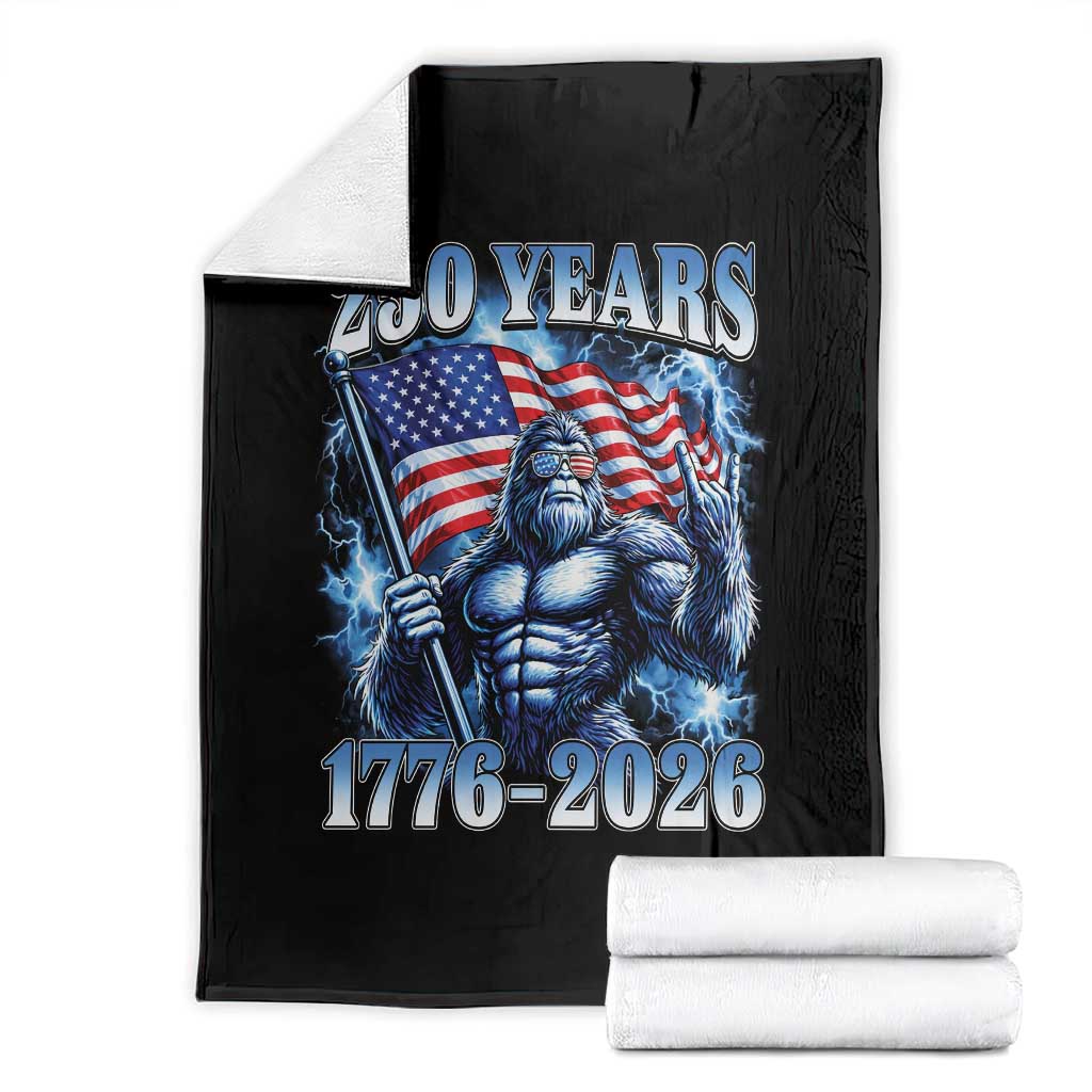 Bigfoot 250th Anniversary America Throw Blanket 250 Years Of Freedom 4th July 1776 2026 Patriotic Flag TS10 Black Print Your Wear