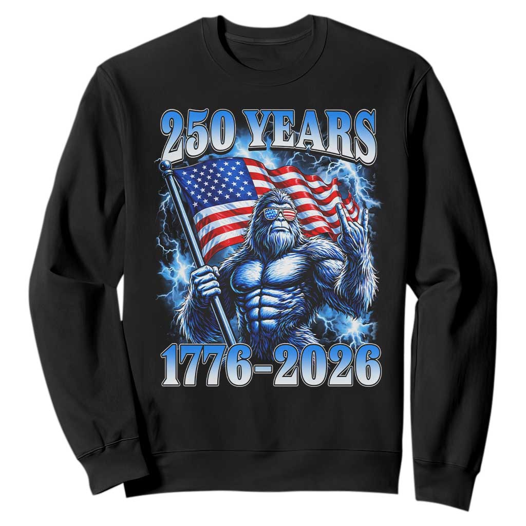Bigfoot 250th Anniversary America Sweatshirt 250 Years Of Freedom 4th July 1776 2026 Patriotic Flag TS10 Black Print Your Wear
