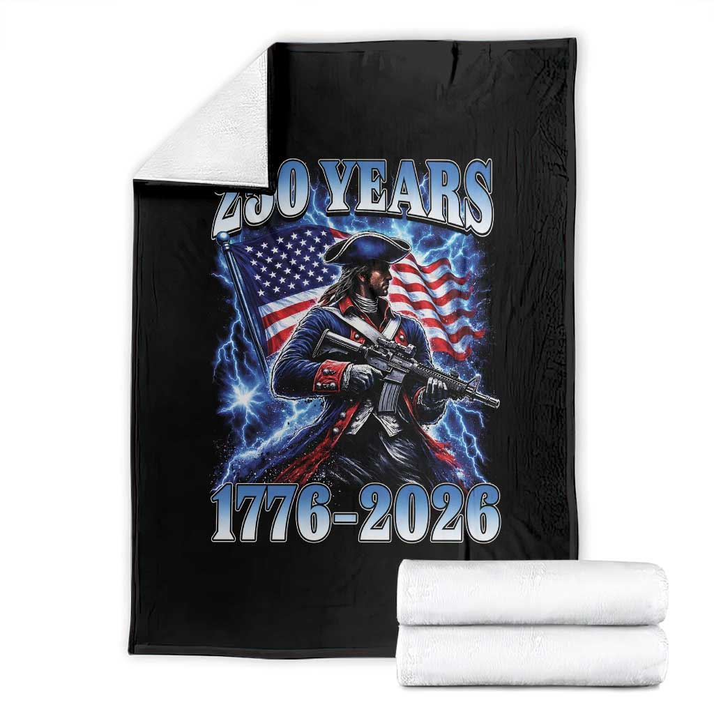 250th Anniversary Yankee Spirit Throw Blanket 1776 2026 Patriotic Tactical Minuteman US Flag TS10 Black Print Your Wear