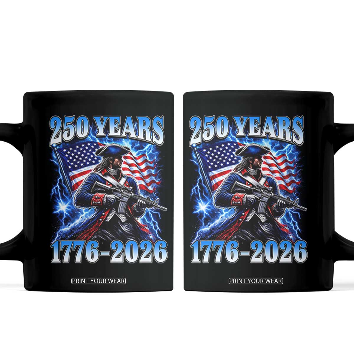 250th Anniversary Yankee Spirit Coffee Mug 1776 2026 Patriotic Tactical Minuteman US Flag TS10 Black Print Your Wear