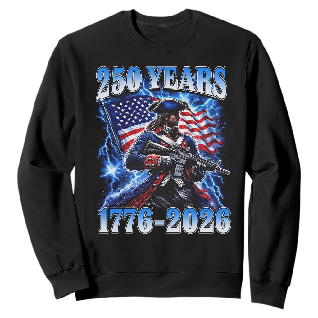 250th Anniversary Yankee Spirit Sweatshirt 1776 2026 Patriotic Tactical Minuteman US Flag TS10 Black Print Your Wear
