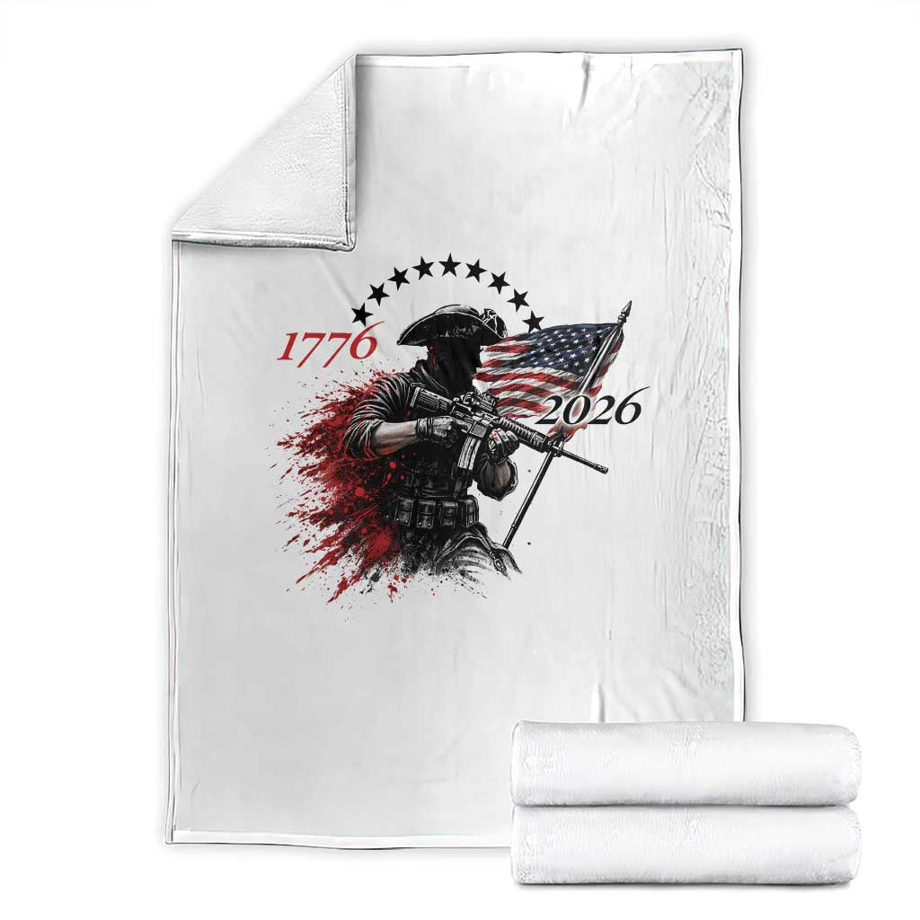 250 Years Anniversary Yankee Spirit Throw Blanket 1776 2026 Patriotic Tactical Minuteman Independence Day 4th July US Flag TS10 White Print Your Wear