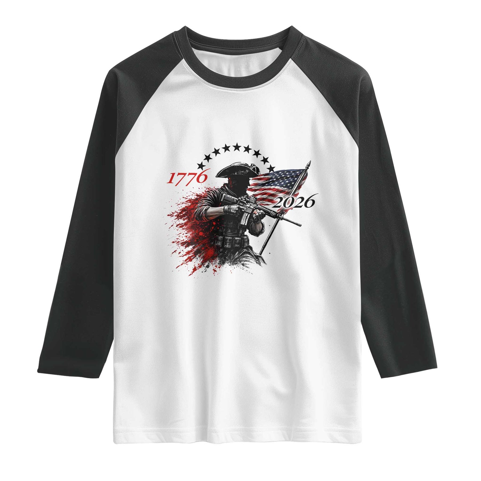250 Years Anniversary Yankee Spirit Raglan Shirt 1776 2026 Patriotic Tactical Minuteman Independence Day 4th July US Flag TS10 White Black Print Your Wear