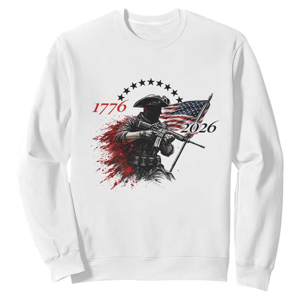 250 Years Anniversary Yankee Spirit Sweatshirt 1776 2026 Patriotic Tactical Minuteman Independence Day 4th July US Flag TS10 White Print Your Wear