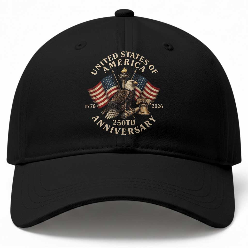 USA 250th Anniversary Baseball Cap Vintage Eagle US Flag Independence Day 4th July Patriotic TS10 Print Your Wear