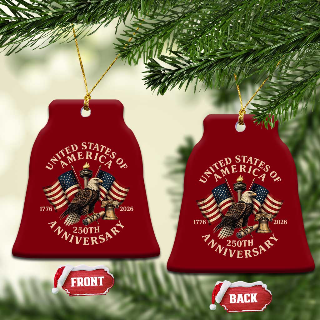 USA 250th Anniversary Ceramic Ornament Vintage Eagle US Flag Independence Day 4th July Patriotic TS10 Print Your Wear