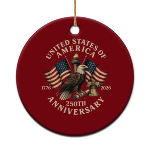 USA 250th Anniversary Ceramic Ornament Vintage Eagle US Flag Independence Day 4th July Patriotic TS10 1pc Red Print Your Wear