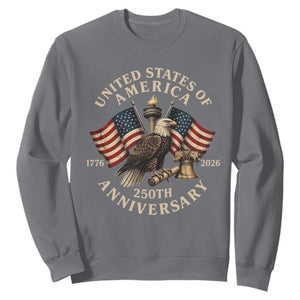 USA 250th Anniversary Sweatshirt Vintage Eagle US Flag Independence Day 4th July Patriotic TS10 Charcoal Print Your Wear