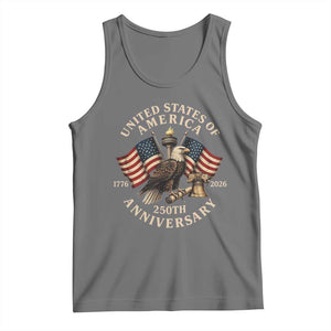 USA 250th Anniversary Tank Top Vintage Eagle US Flag Independence Day 4th July Patriotic TS10 Black Heather Print Your Wear