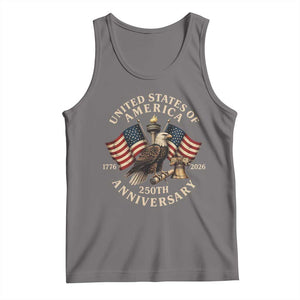 USA 250th Anniversary Tank Top Vintage Eagle US Flag Independence Day 4th July Patriotic TS10 Deep Heather Print Your Wear