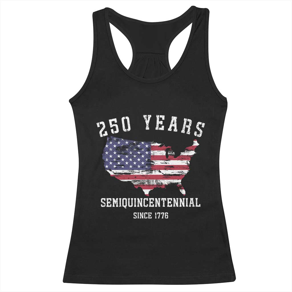 USA 250th Anniversary Racerback Tank Top United States Semiquincentennial 1776 2026 Patriotic Independence Day TS10 Black Print Your Wear