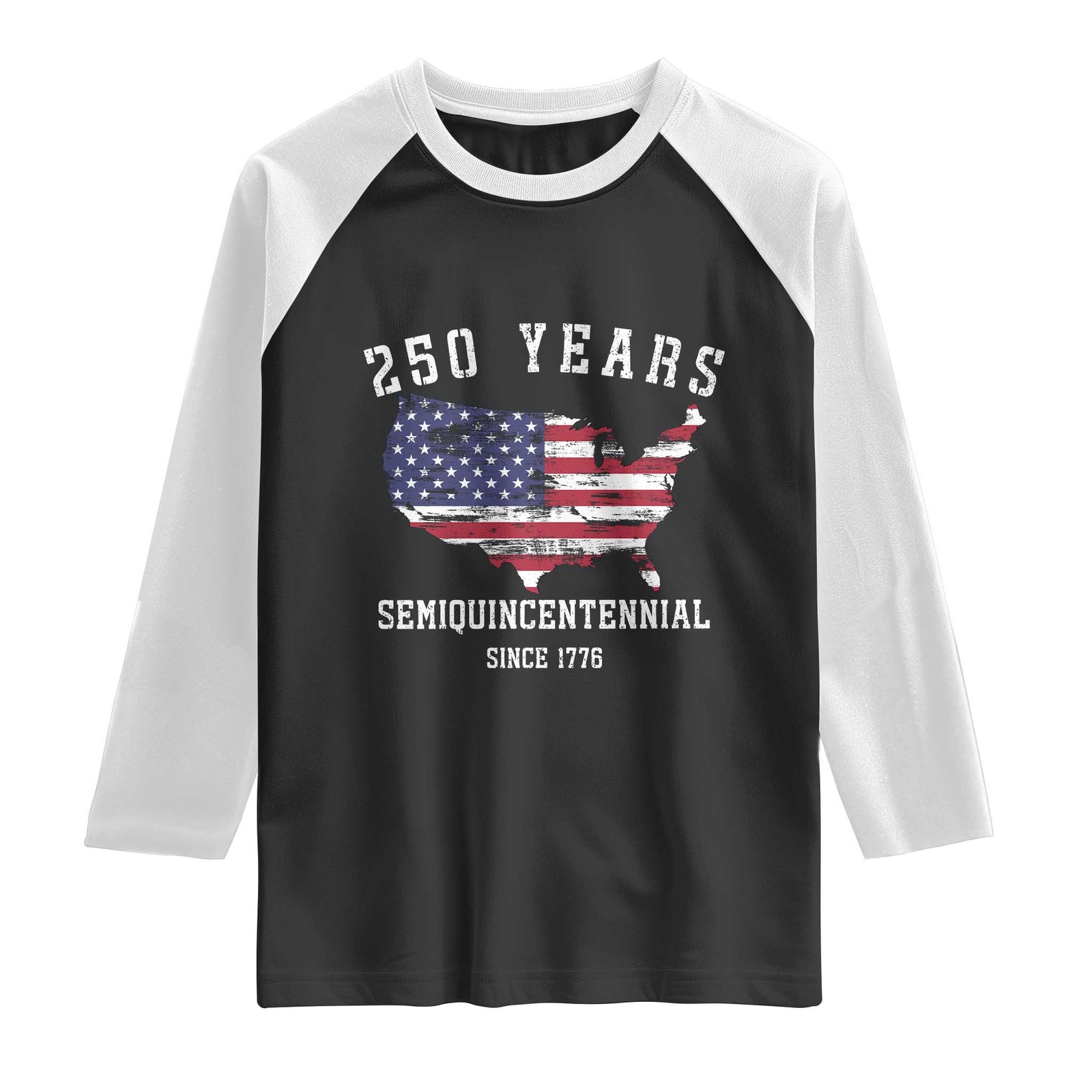 USA 250th Anniversary Raglan Shirt United States Semiquincentennial 1776 2026 Patriotic Independence Day TS10 Black White Print Your Wear