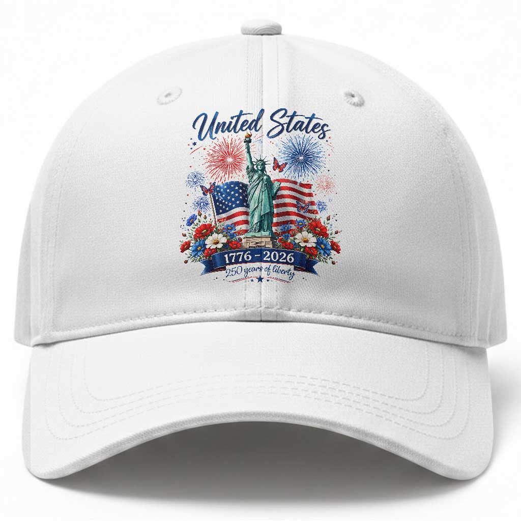250th Anniversary USA Baseball Cap Patriotic Liberty Floral 250 Years American 4th July 1776 2026 TS10 Print Your Wear