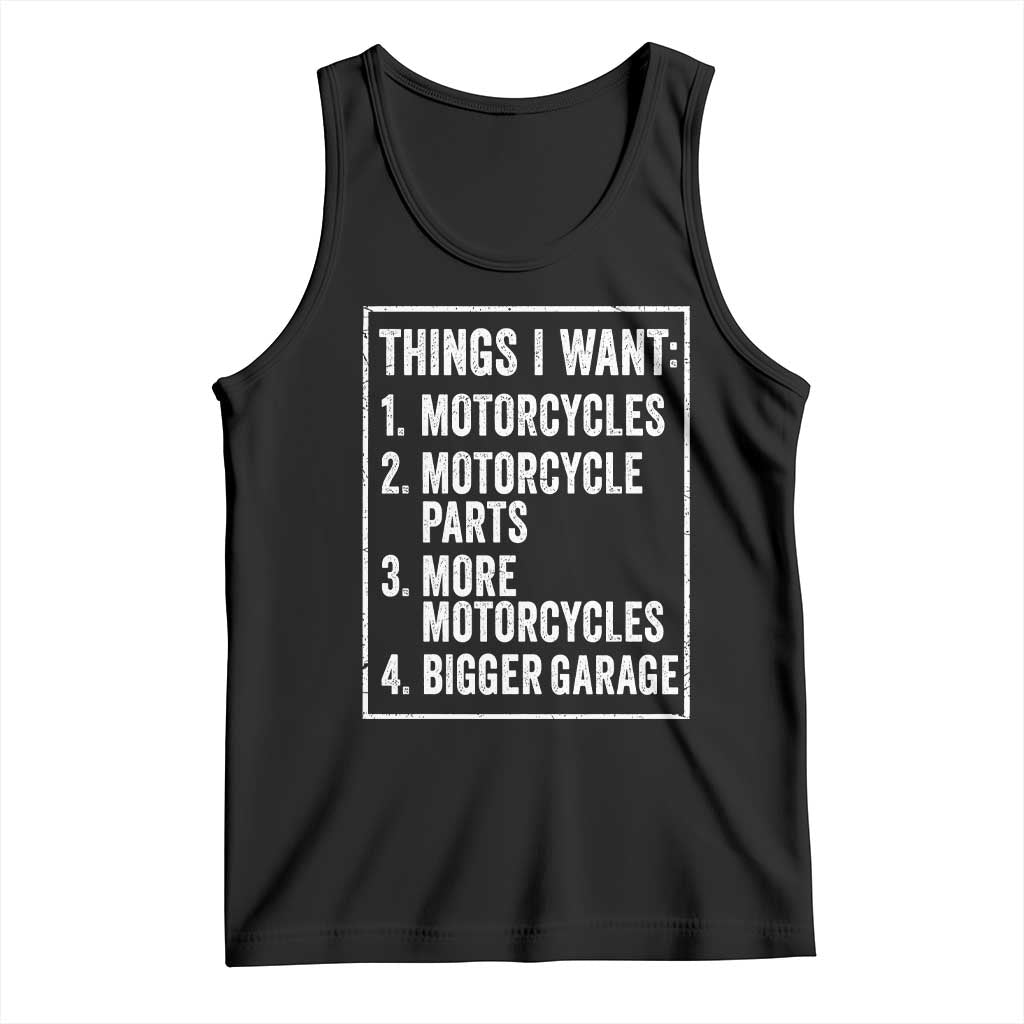 Funny Motorcycle Lovers Tank Top Things I Want Vintage Garage Graphic Bikers Club TS10 Black Print Your Wear
