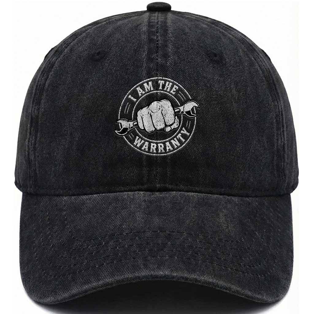 I Am The Warranty Mechanic Washed Cotton Baseball Cap Car Repair Guy Funny Handyman Distressed Graphic TS10 Print Your Wear