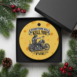 Skeleton Biker Vintage Motorcycle Graphic Ceramic Ornament Everything Will Kill You So Choose Something Fun TS10 1pc Yellow Cheese Print Your Wear