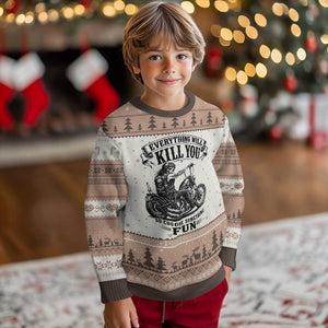 Skeleton Biker Vintage Motorcycle Graphic Ugly Christmas Sweater Everything Will Kill You So Choose Something Fun TS10 Mocha Mousse Print Your Wear