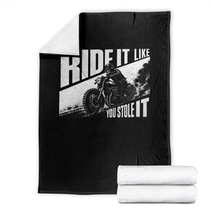 Ride It Like You Stole It Skeleton Biker Throw Blanket Vintage Motorcycle Rider TS10 Black Print Your Wear