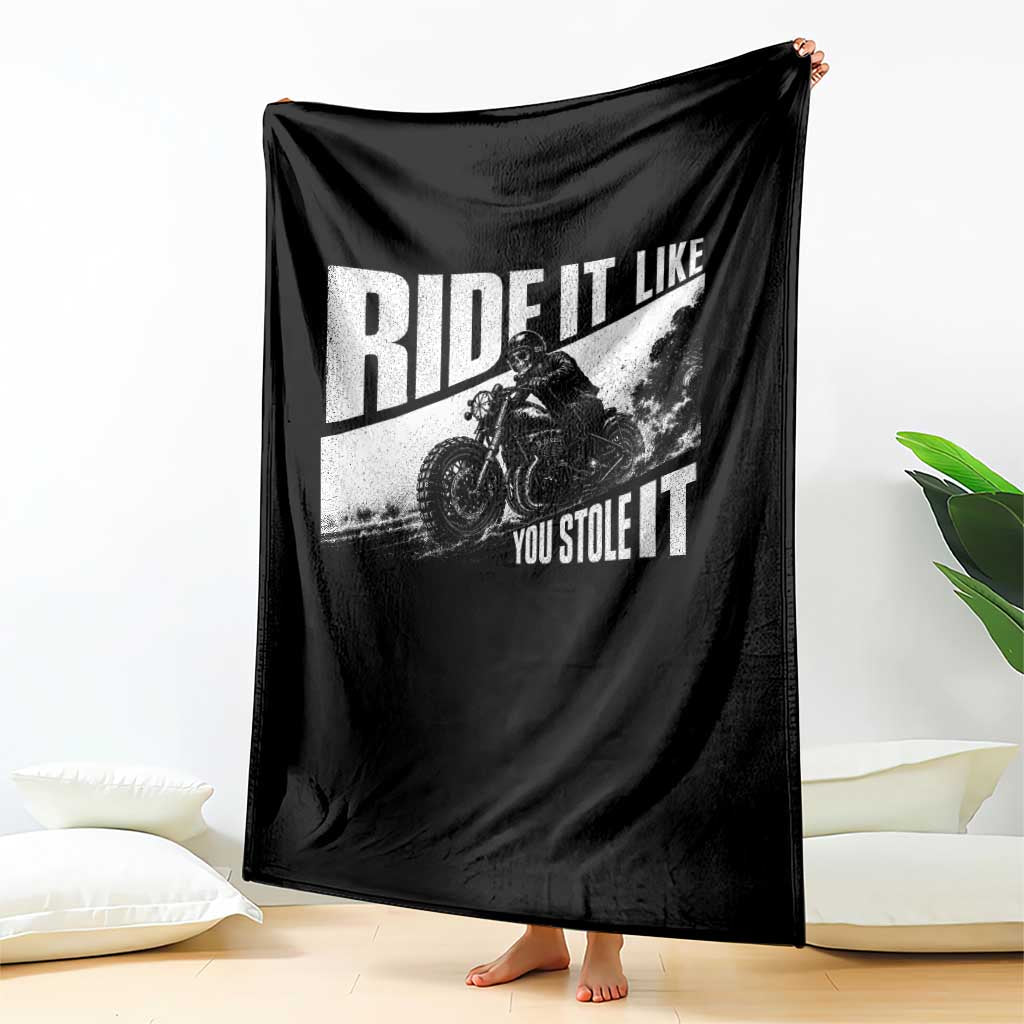 Ride It Like You Stole It Skeleton Biker Throw Blanket Vintage Motorcycle Rider TS10 Print Your Wear