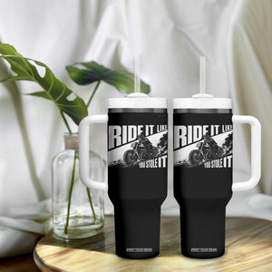 Ride It Like You Stole It Skeleton Biker Tumbler With Handle Vintage Motorcycle Rider TS10 Print Your Wear