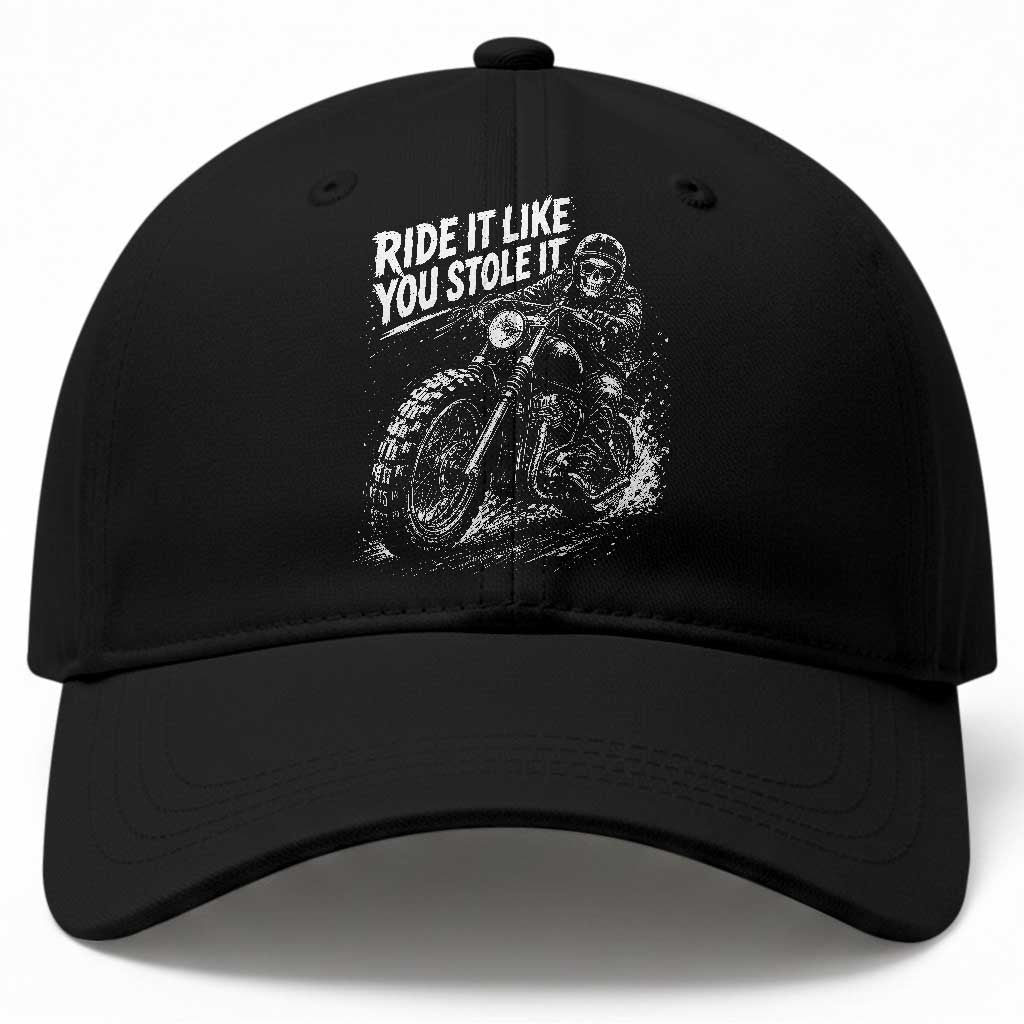 Ride It Like You Stole It Skeleton Rider Vintage Motorcycle Graphic Baseball Cap Biker Enthusiasts TS10 Print Your Wear