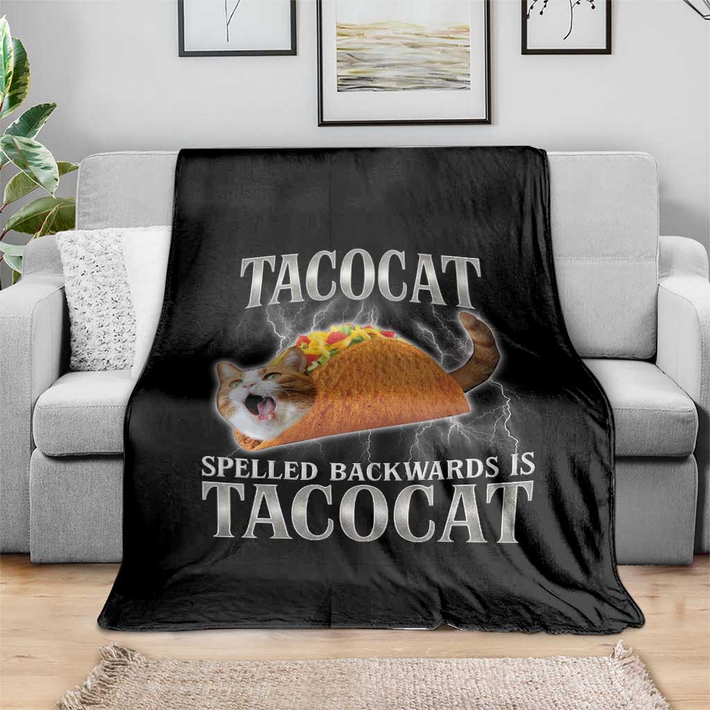 Tacocat Spelled Backwards Is Tacocat Throw Blanket Funny Cat Gift 90s Bootleg TS10 Print Your Wear