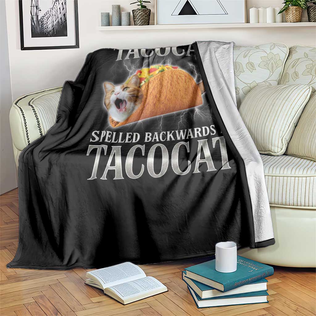 Tacocat Spelled Backwards Is Tacocat Throw Blanket Funny Cat Gift 90s Bootleg TS10 Print Your Wear