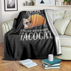 Tacocat Spelled Backwards Is Tacocat Throw Blanket Funny Cat Gift 90s Bootleg TS10 Print Your Wear